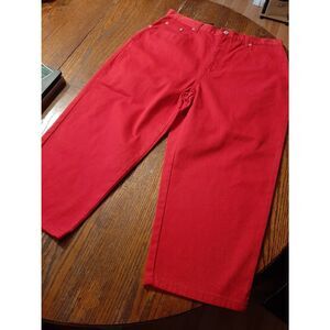 New Sz16 Bill Blass Jeans Red Easy Fit Cotton Capri Casual Pants High Rise NWT